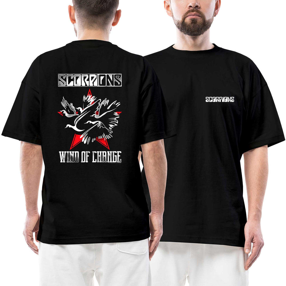 Scorpions Wind Of Change İllustration Ön Arka Baskılı Siyah Oversize Tişört
