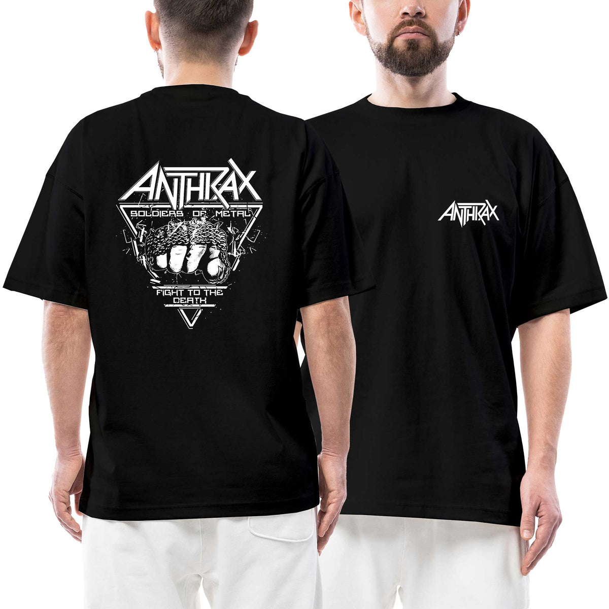 Anthrax Soldiers Of Metals Ön Arka Baskılı Siyah Oversize Tişört
