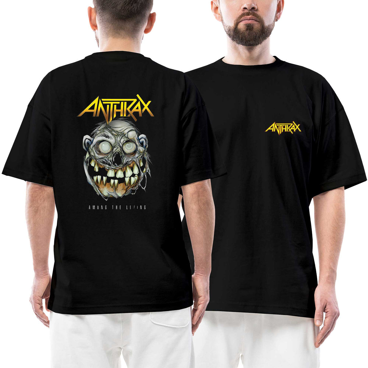 Anthrax Among The Living Ön Arka Baskılı Siyah Oversize Tişört