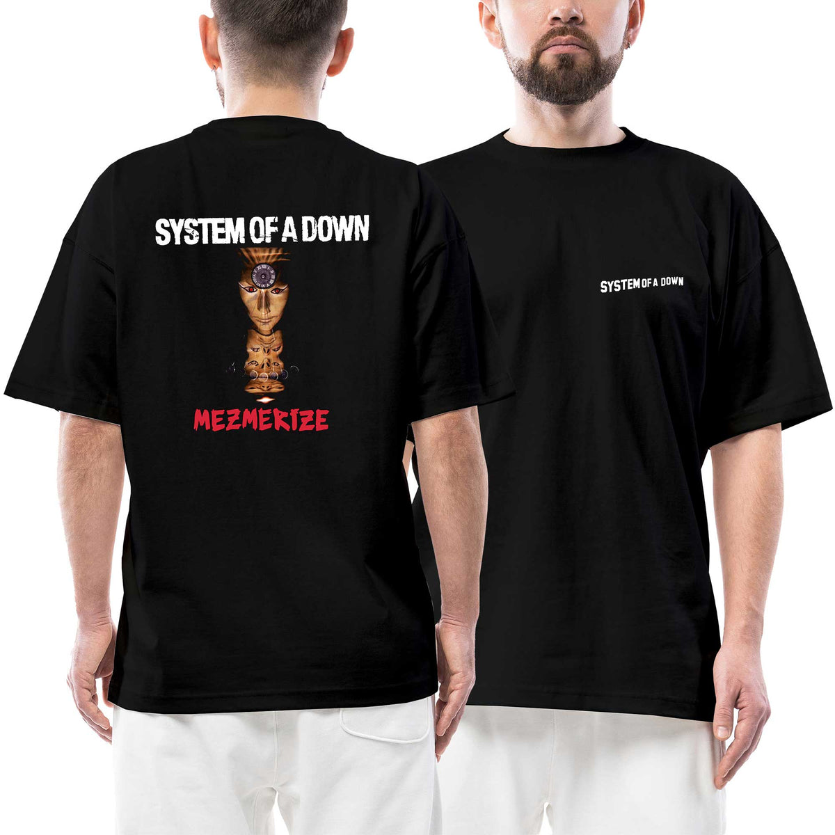 System Of A Down Mezmerize Text Ön Arka Baskılı Siyah Oversize Tişört
