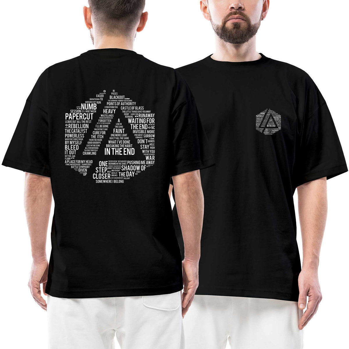 Linkin Park Sleeveless Logo Ön Arka Baskılı Siyah Oversize Tişört