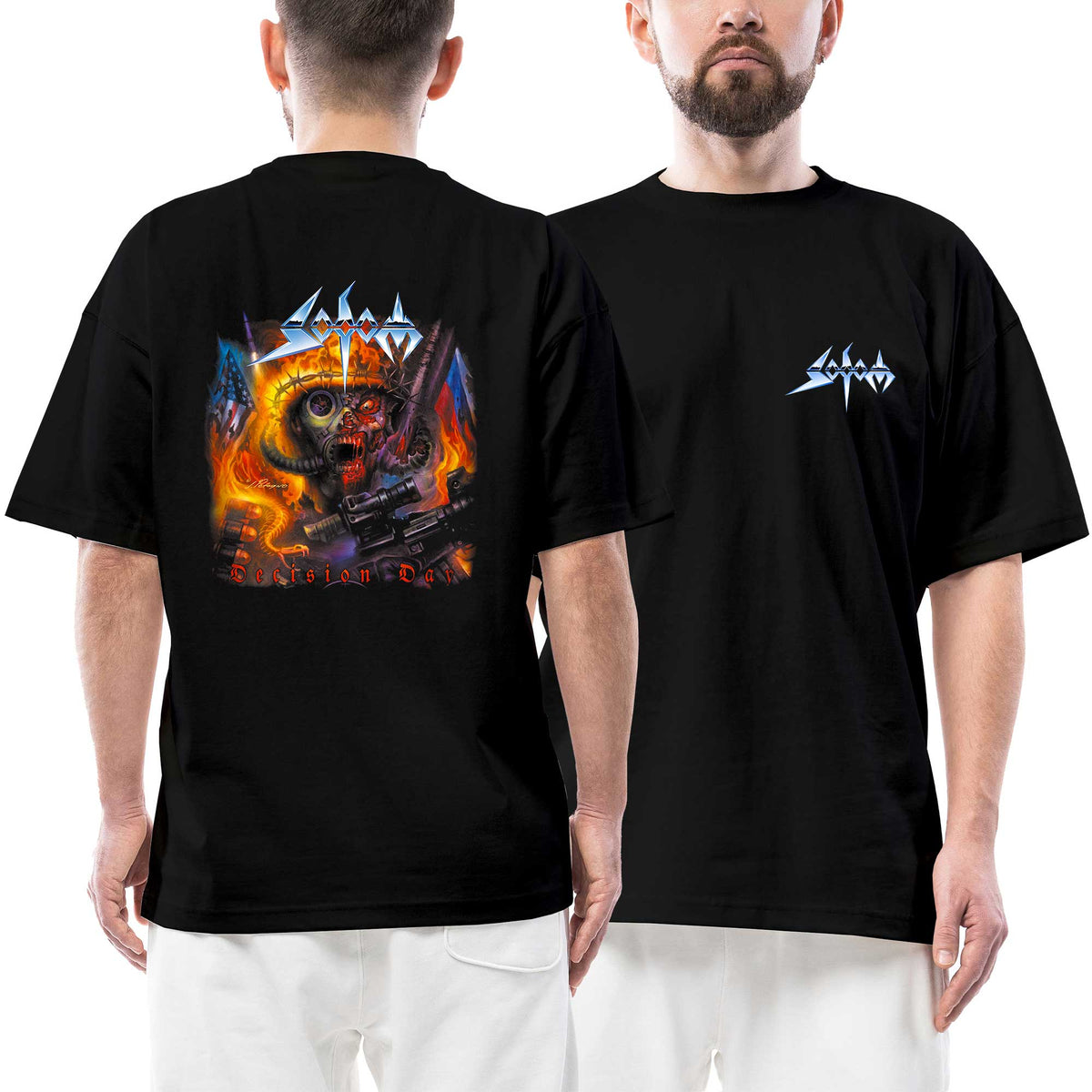 Sodom Logo Decision Ön Arka Baskılı Siyah Oversize Tişört