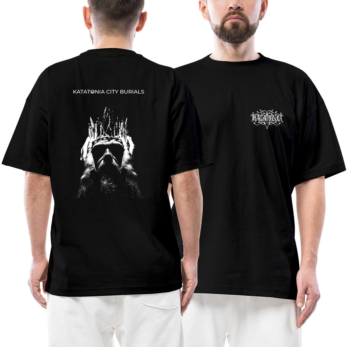 Katatonia Logo City Burials Ön Arka Baskılı Siyah Oversize Tişört