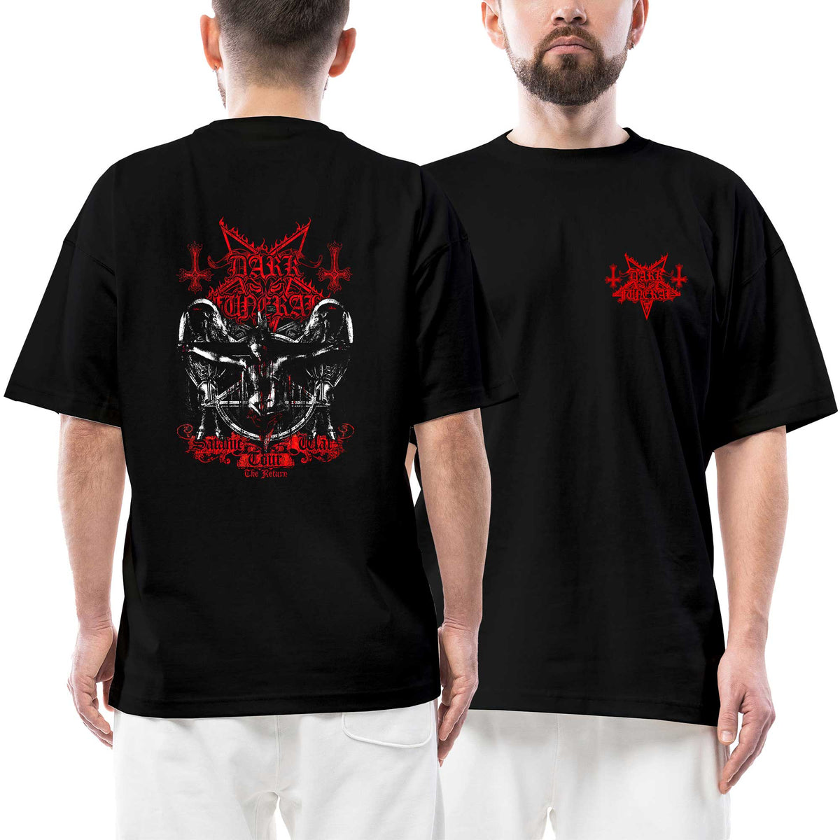 Dark Funeral Logo Tour Ön Arka Baskılı Siyah Oversize Tişört