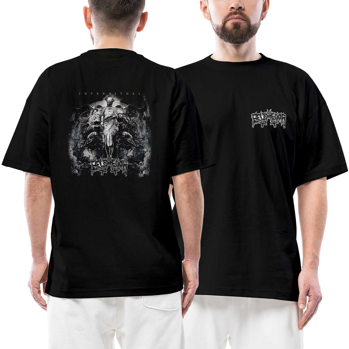 Belphegor Text Totenritual Ön Arka Baskılı Siyah Oversize Tişört