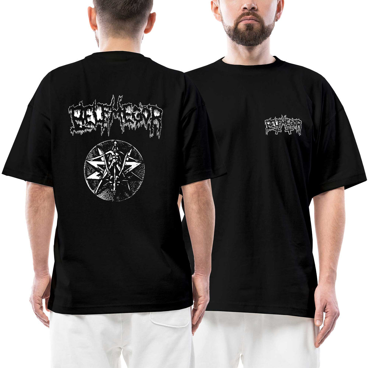 Belphegor Text Obscure And Deep Ön Arka Baskılı Siyah Oversize Tişört
