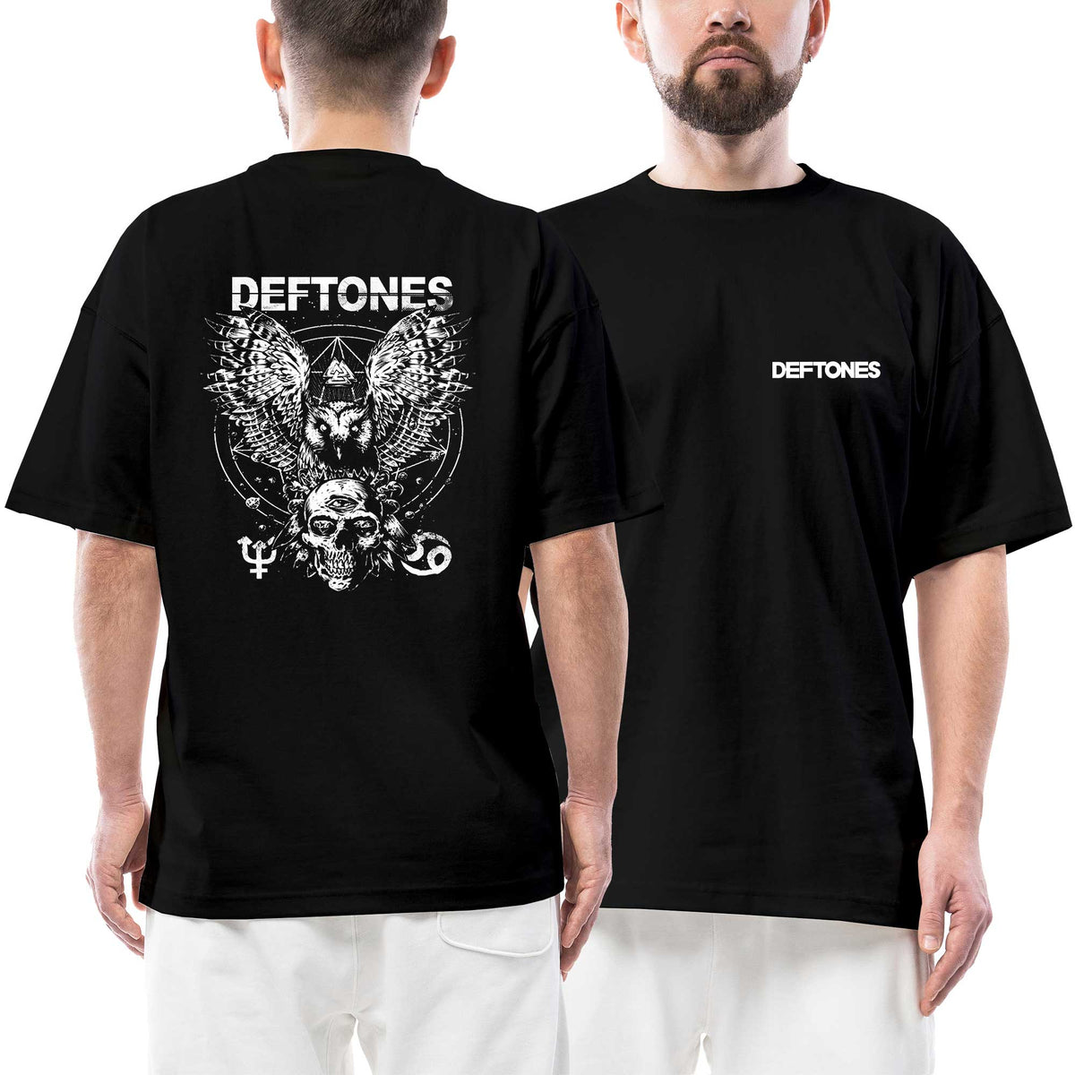 Deftones Diamond Eyes Eagle Ön Arka Baskılı Siyah Oversize Tişört