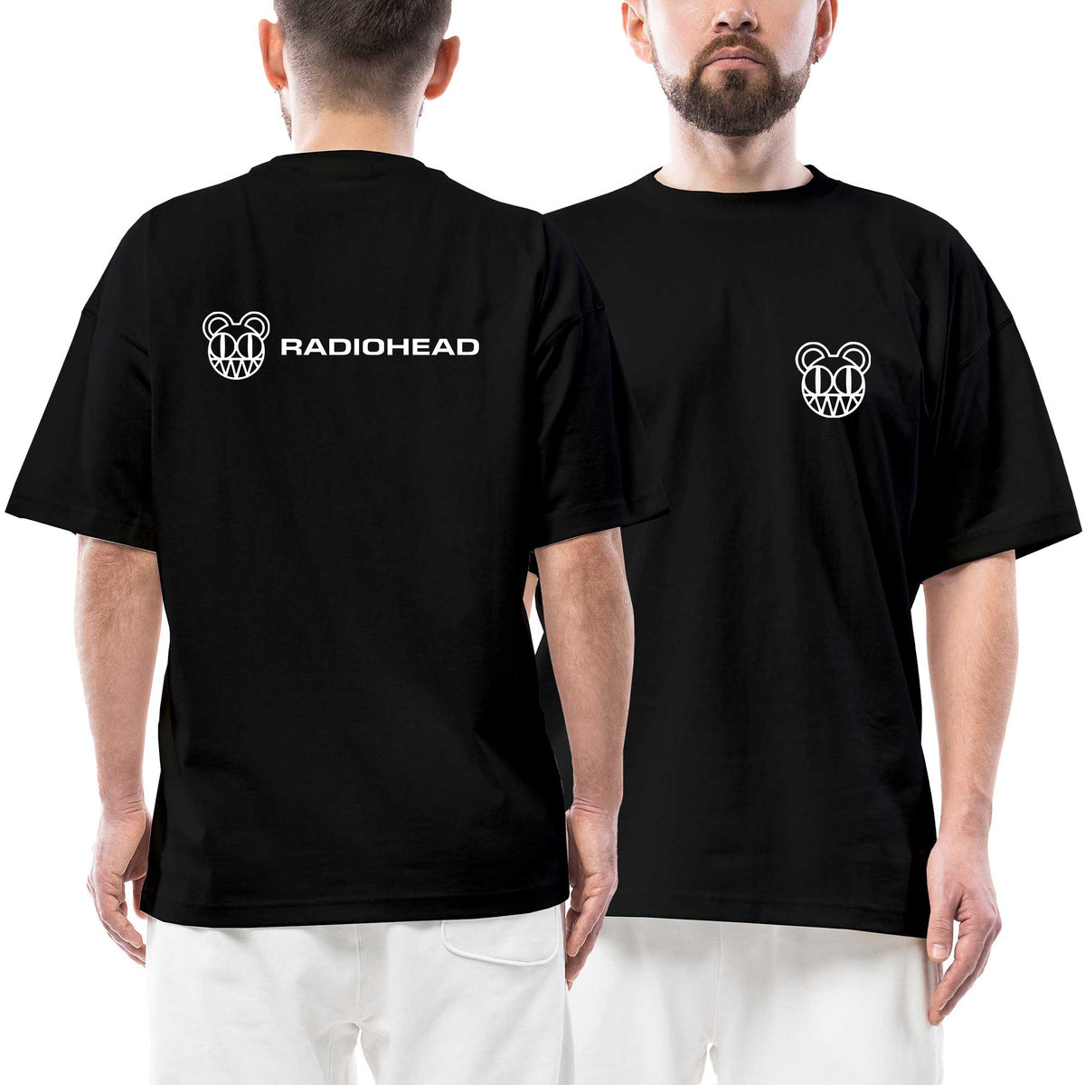 Radiohead Symbol Logo Ön Arka Baskılı Siyah Oversize Tişört