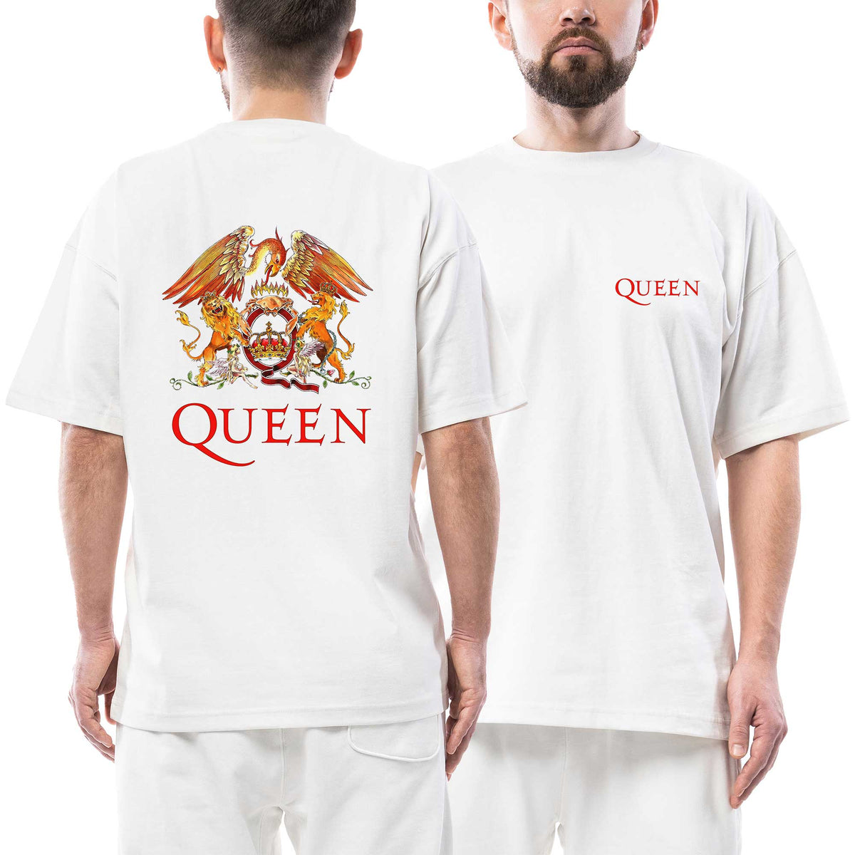 Queen Ultimate Best Of Queen Red Text Ön Arka Baskılı Beyaz Oversize Tişört