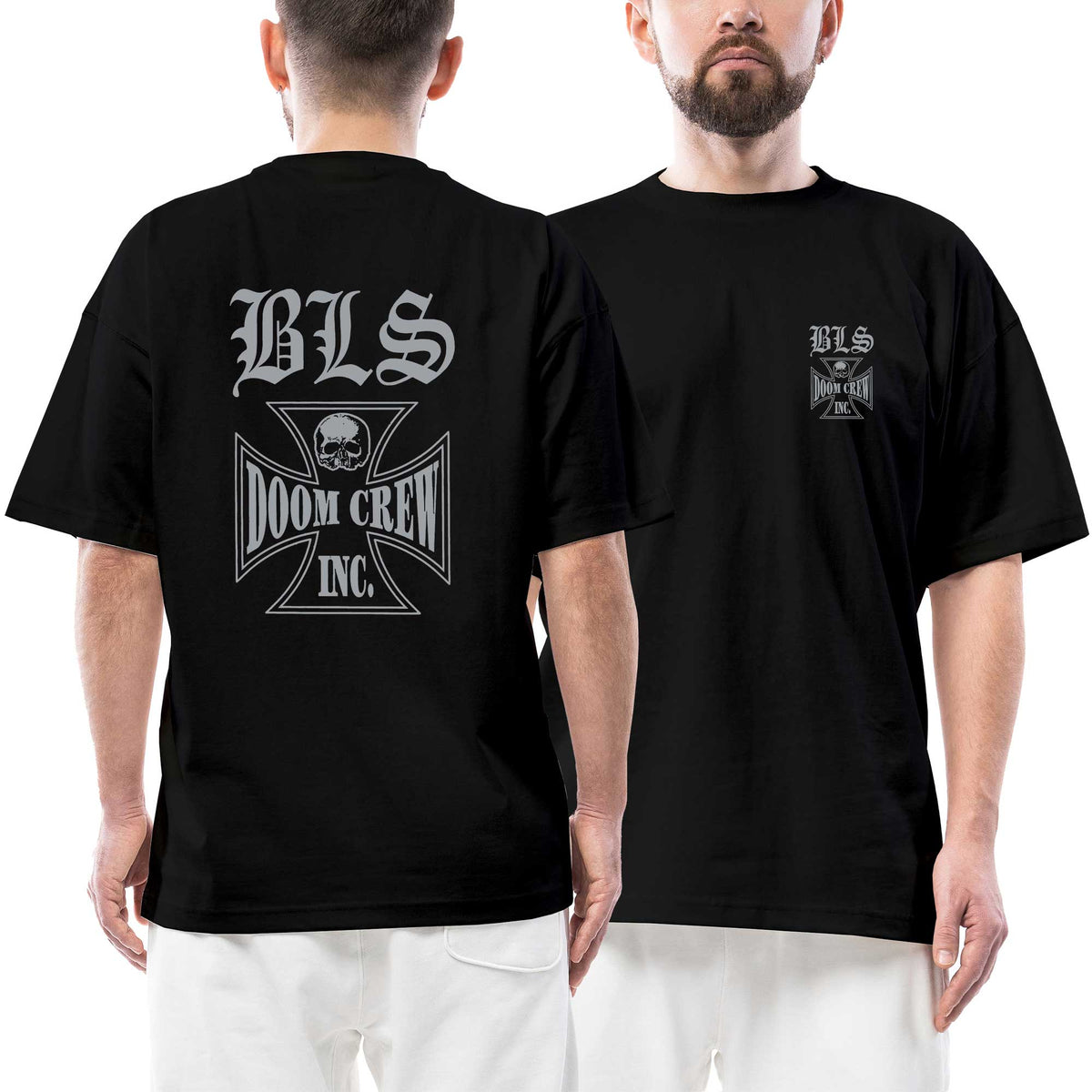 Black Label Society BLS logo Doom Crew Ön Arka Baskılı Siyah Oversize Tişört