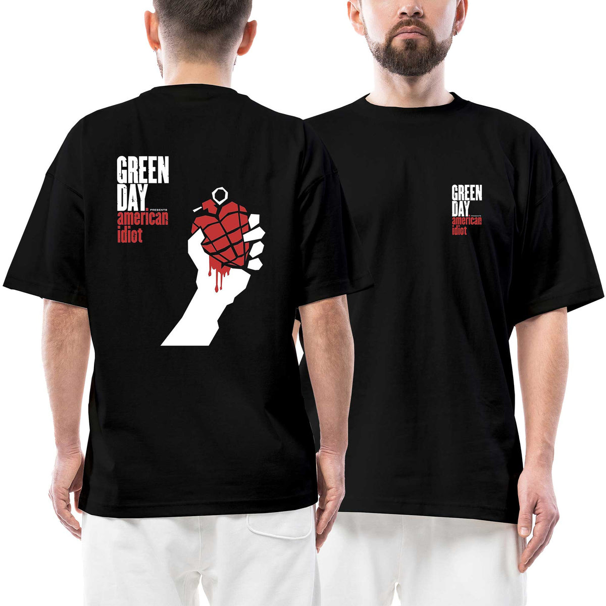 Green Day American idiot Bomb Ön Arka Baskılı Siyah Oversize Tişört