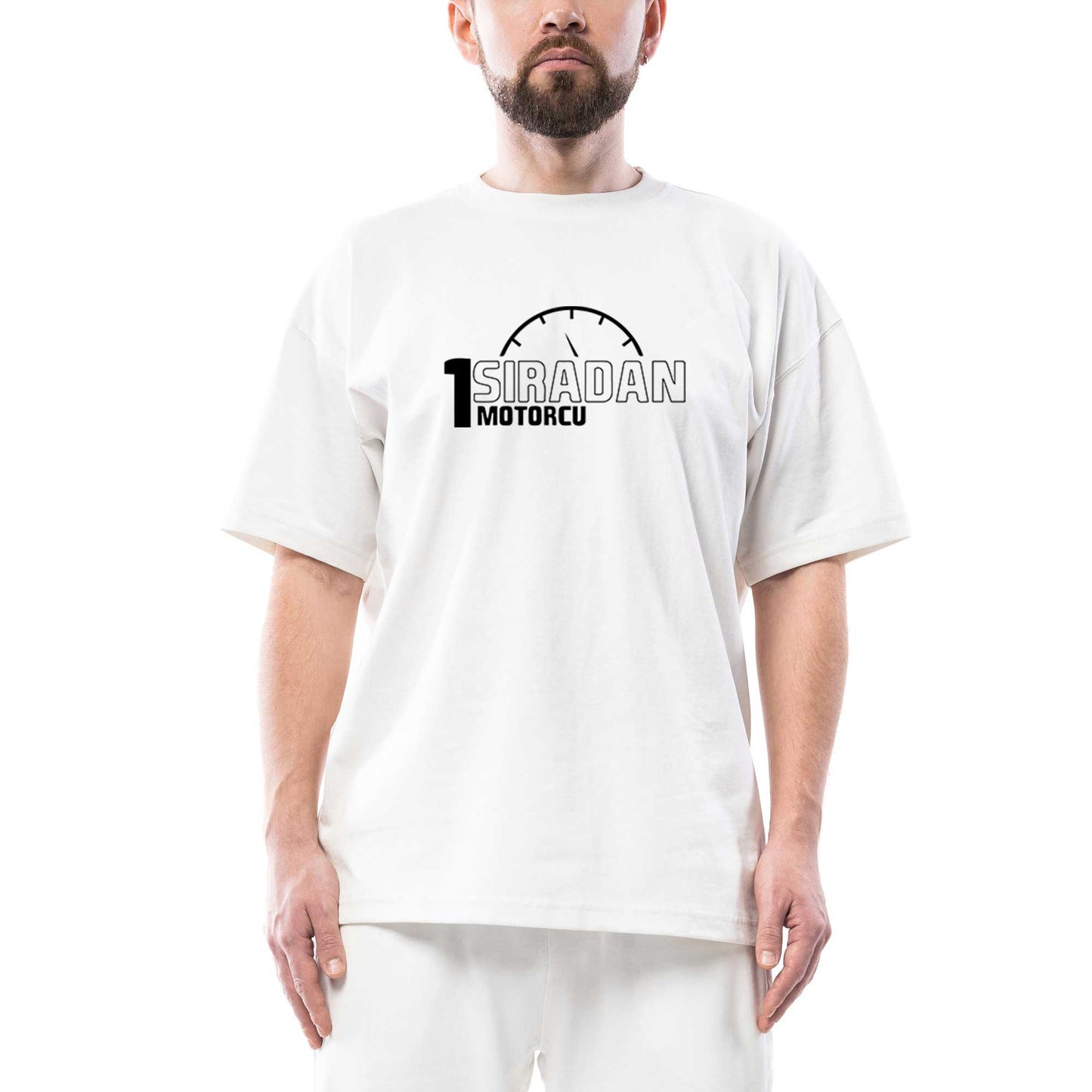 Bir Sıradan Motorcu Oversize Beyaz Tişört