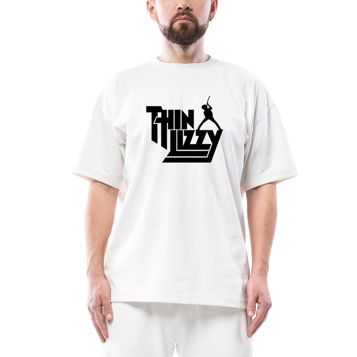 Thin Lizzy Text Oversize Beyaz Tişört