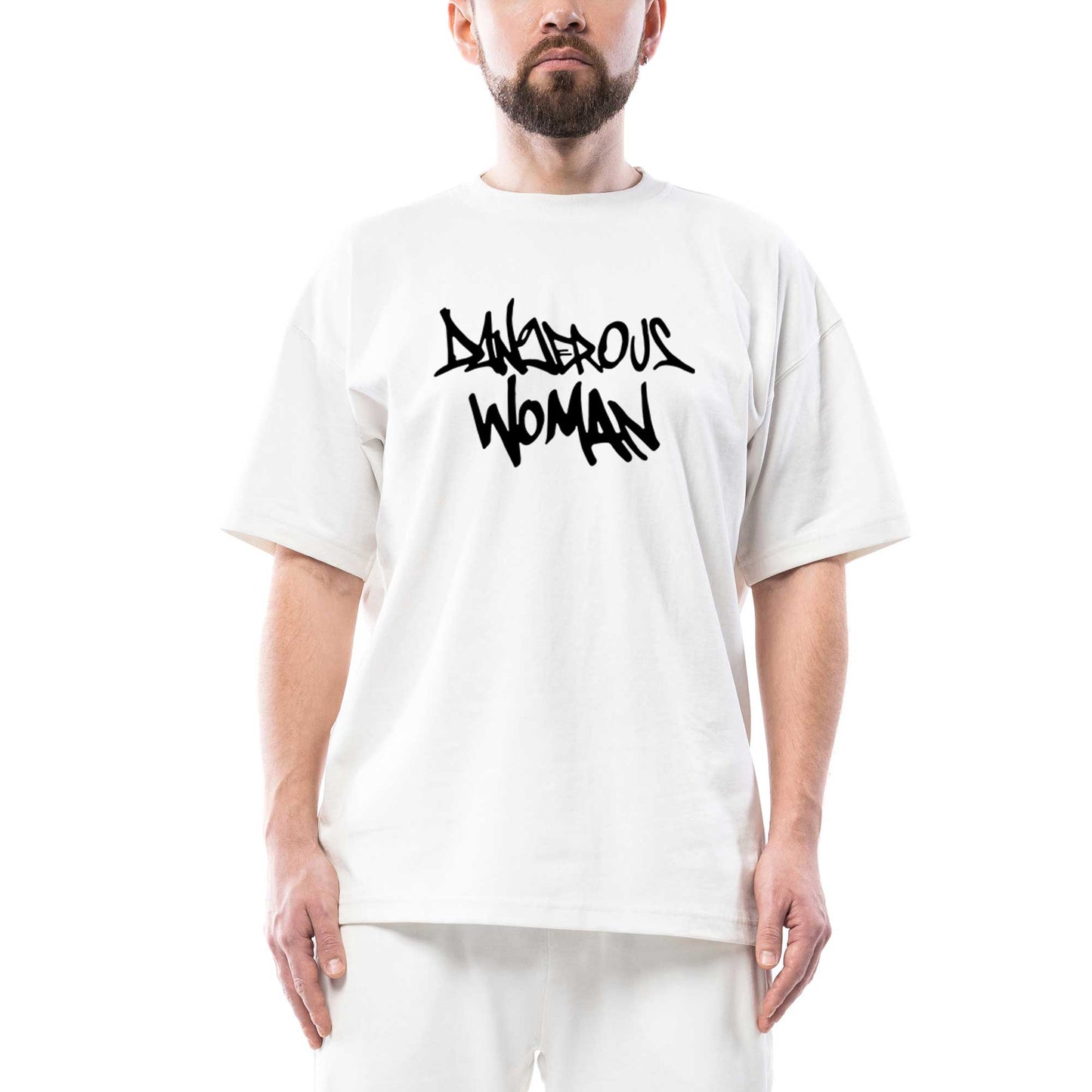 Ariana Grande Dangerous Woman Oversize Beyaz Tişört