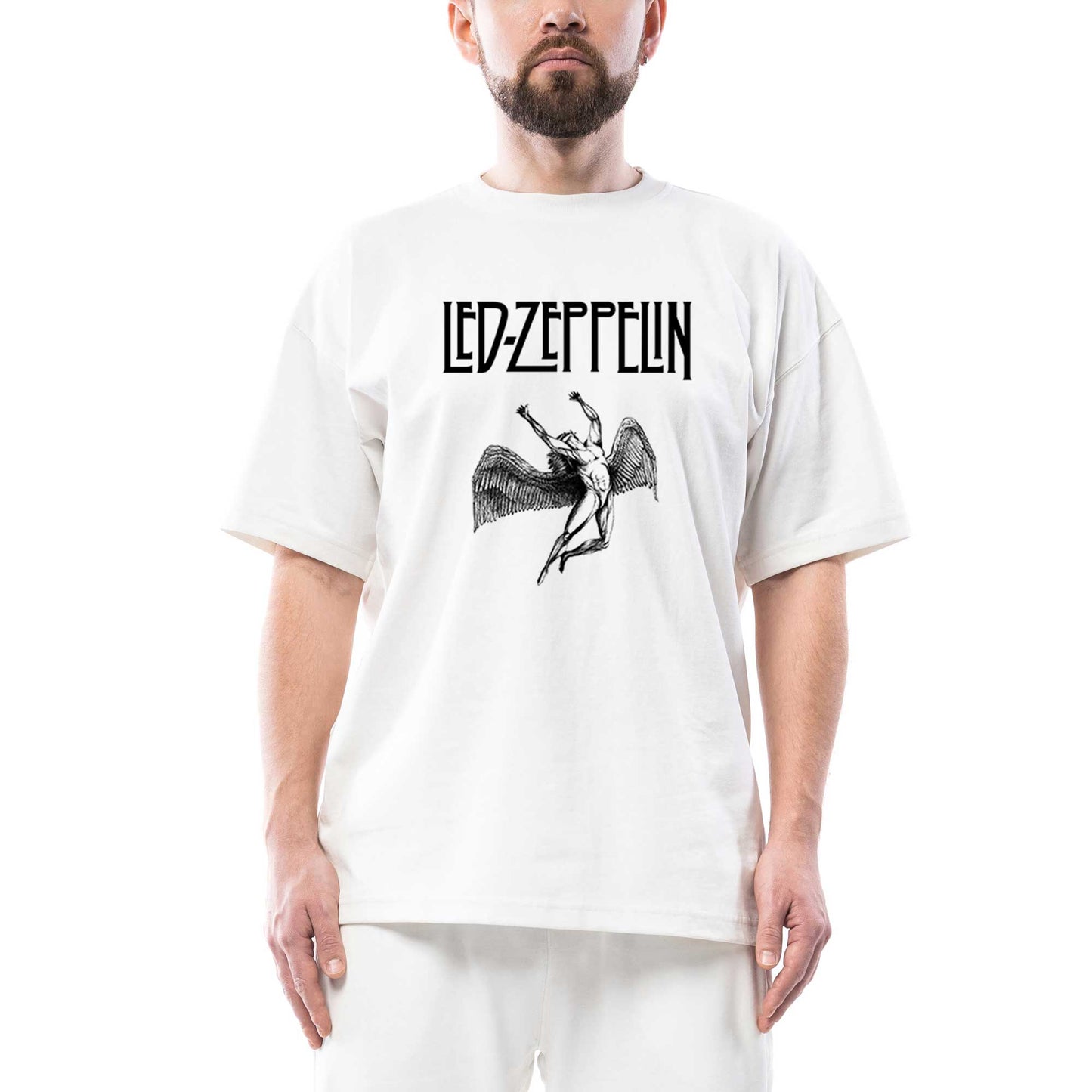 Led Zeppelin Lcarus Oversize Beyaz Tişört