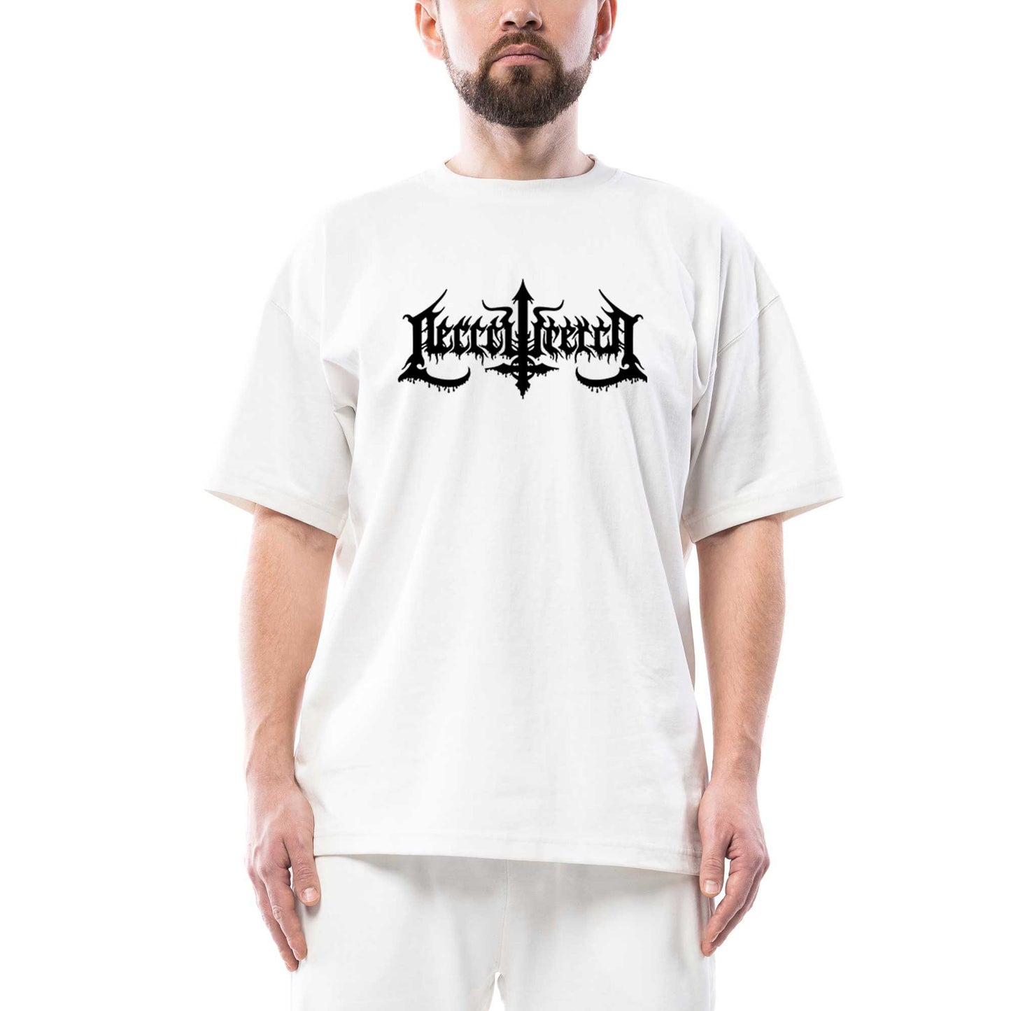Necrowretch Logo Oversize Beyaz Tişört