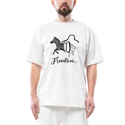 Freedom Zebra Oversize Beyaz Tişört