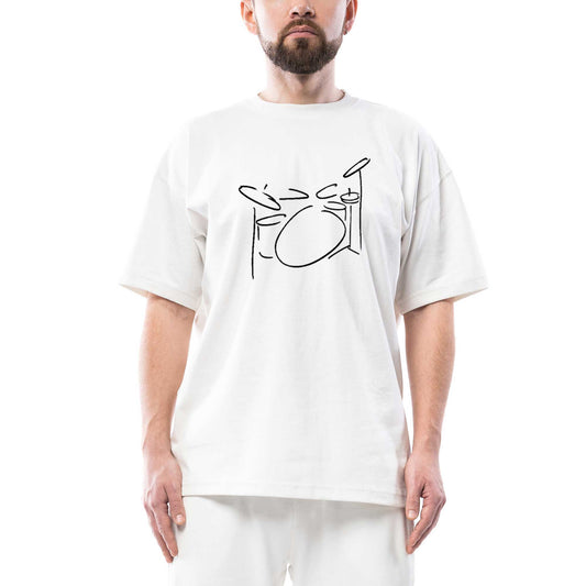 Bateri Oversize Beyaz Tişört