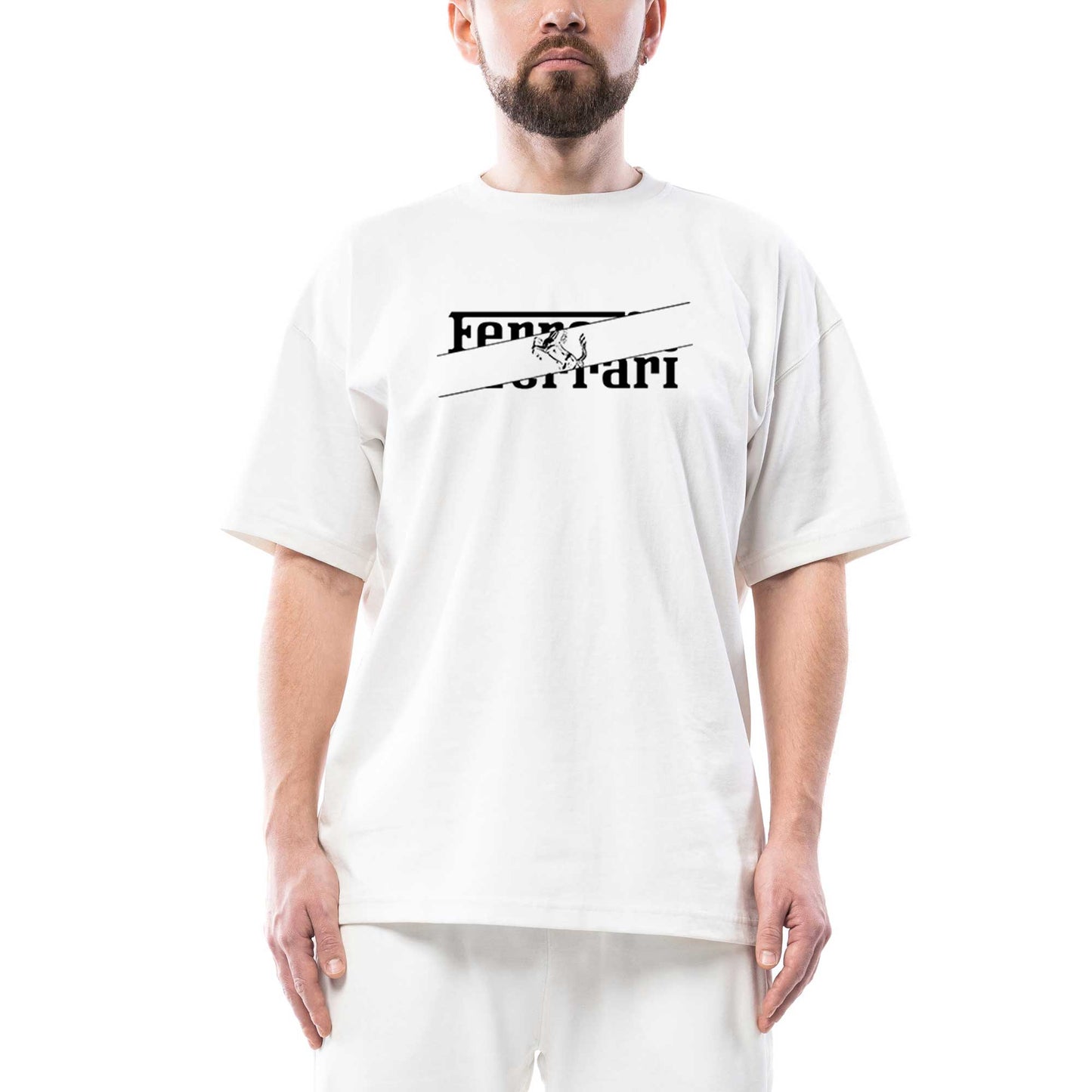 Ferrari Incision Oversize Beyaz Tişört