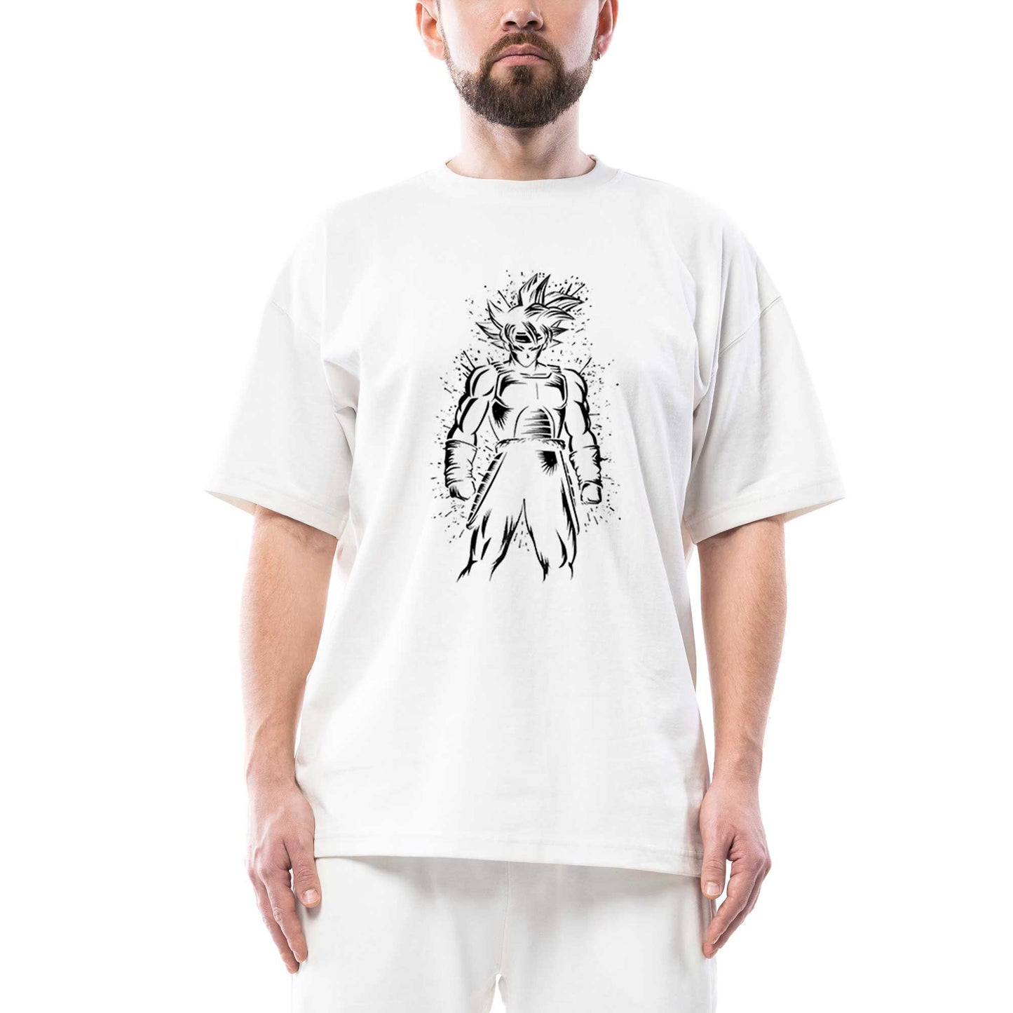 Dragon Ball Splash Oversize Beyaz Tişört
