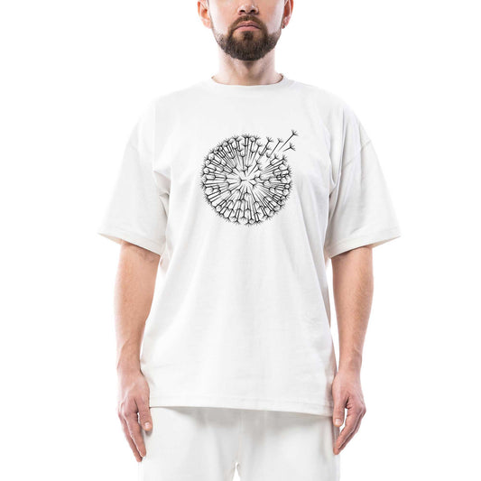 Karahindiba Çiçeği Oversize Beyaz Tişört