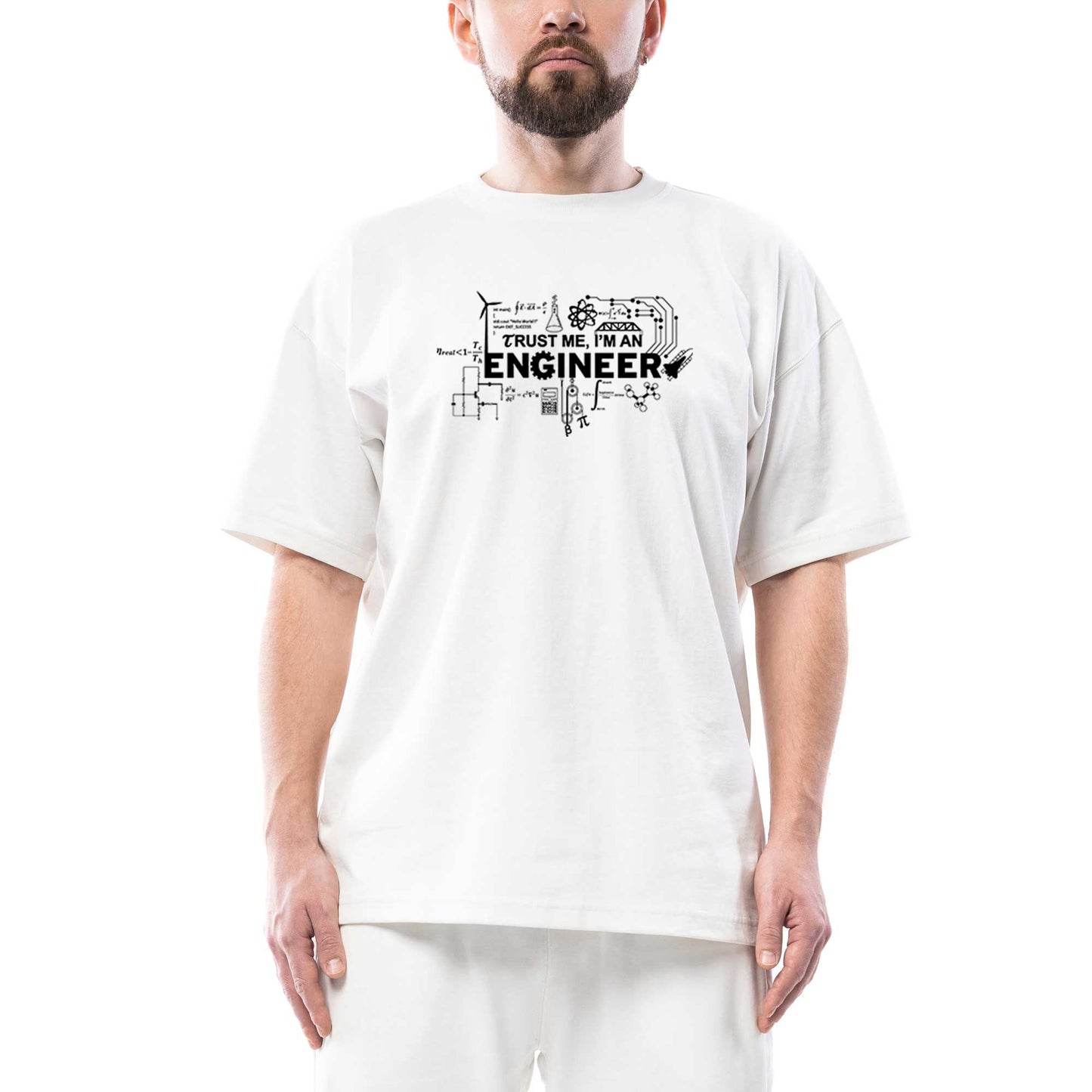 Mühendis Trust Me Oversize Beyaz Tişört