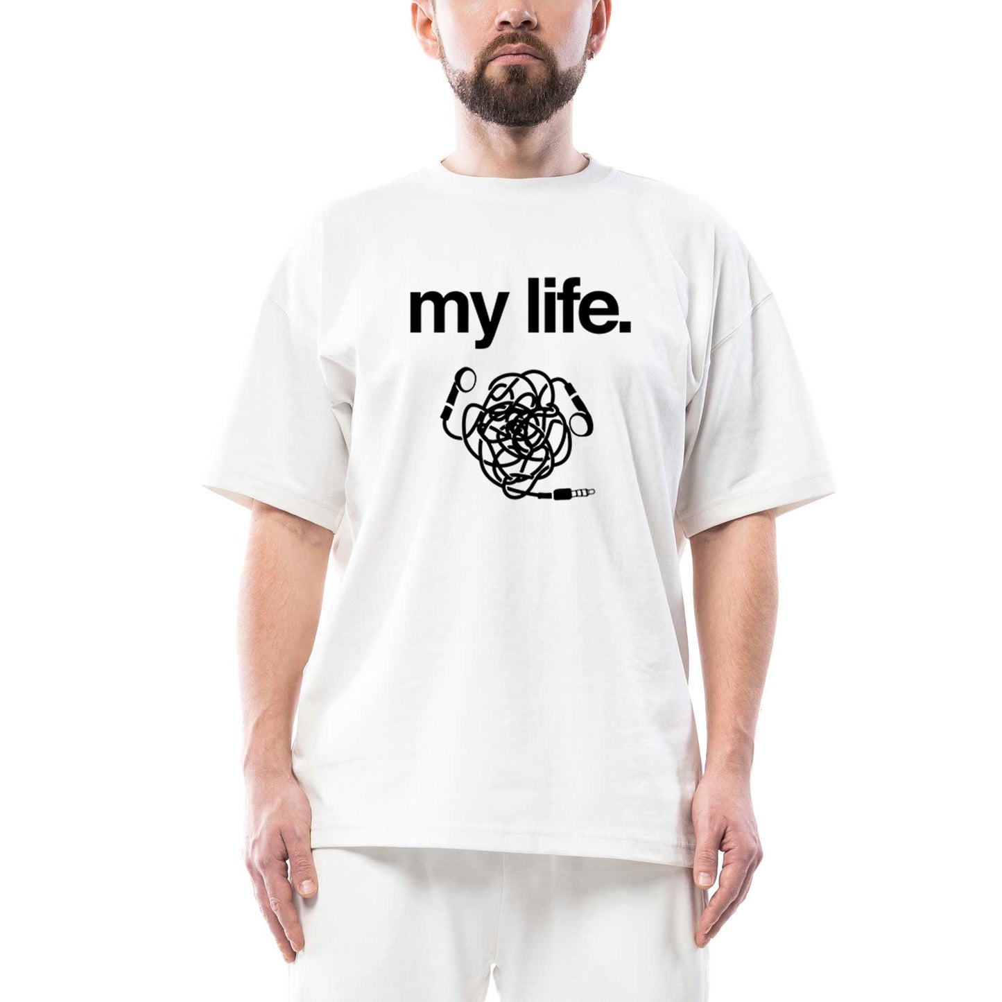 My Life Oversize Beyaz Tişört