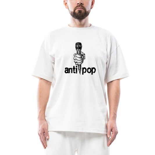 İndirimli Antipop Oversize Beyaz Tişört