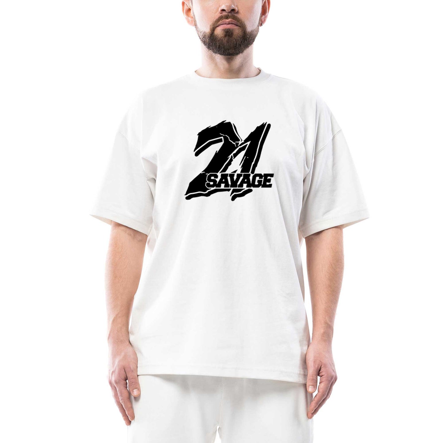 21 Savage Oversize Beyaz Tişört