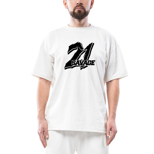 21 Savage Oversize Beyaz Tişört