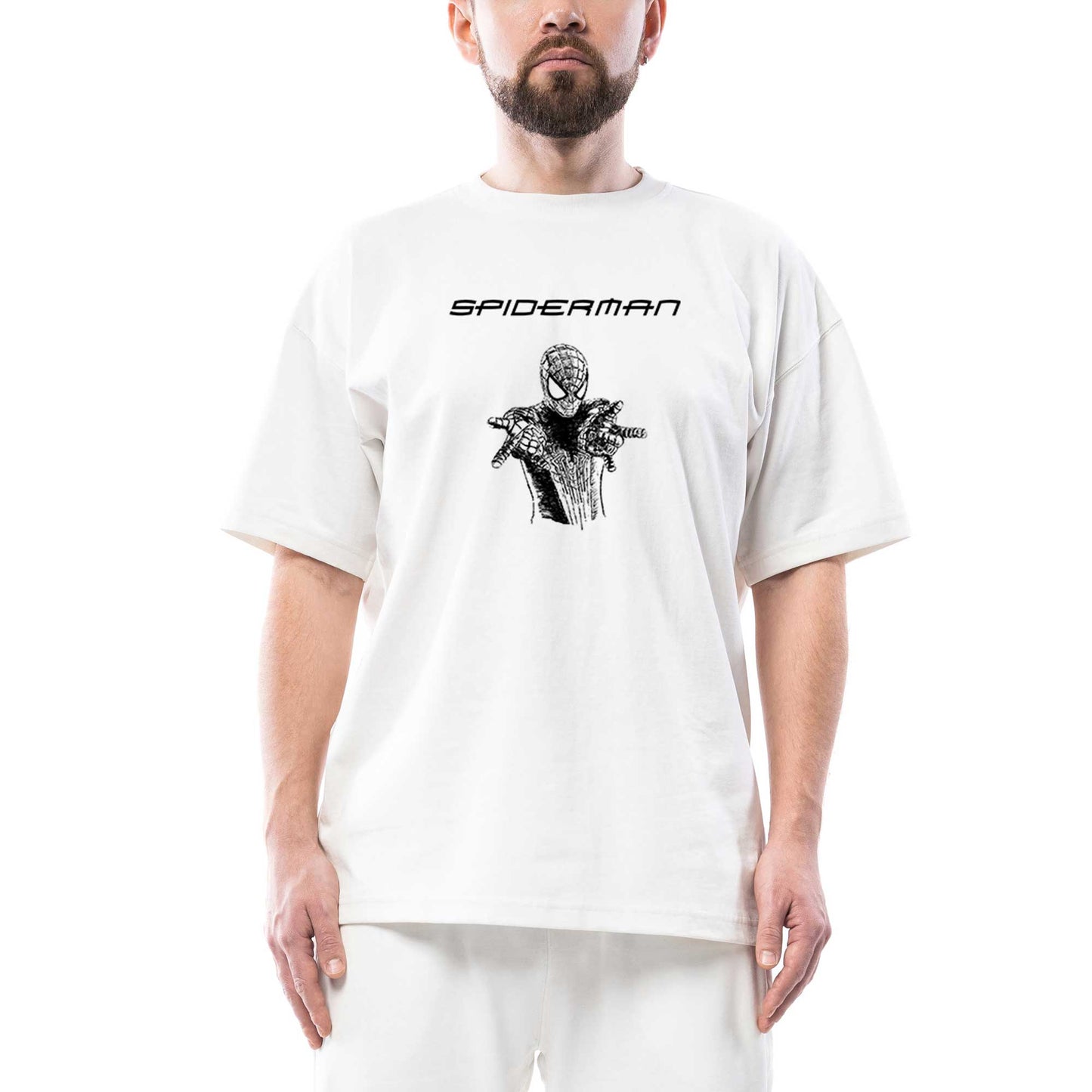 Spiderman Amazing Sketched Oversize Beyaz Tişört