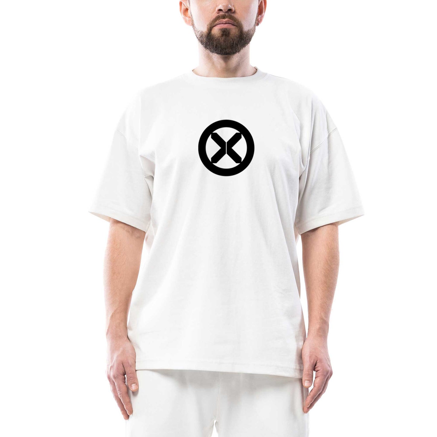 X Men Logo2 Oversize Beyaz Tişört