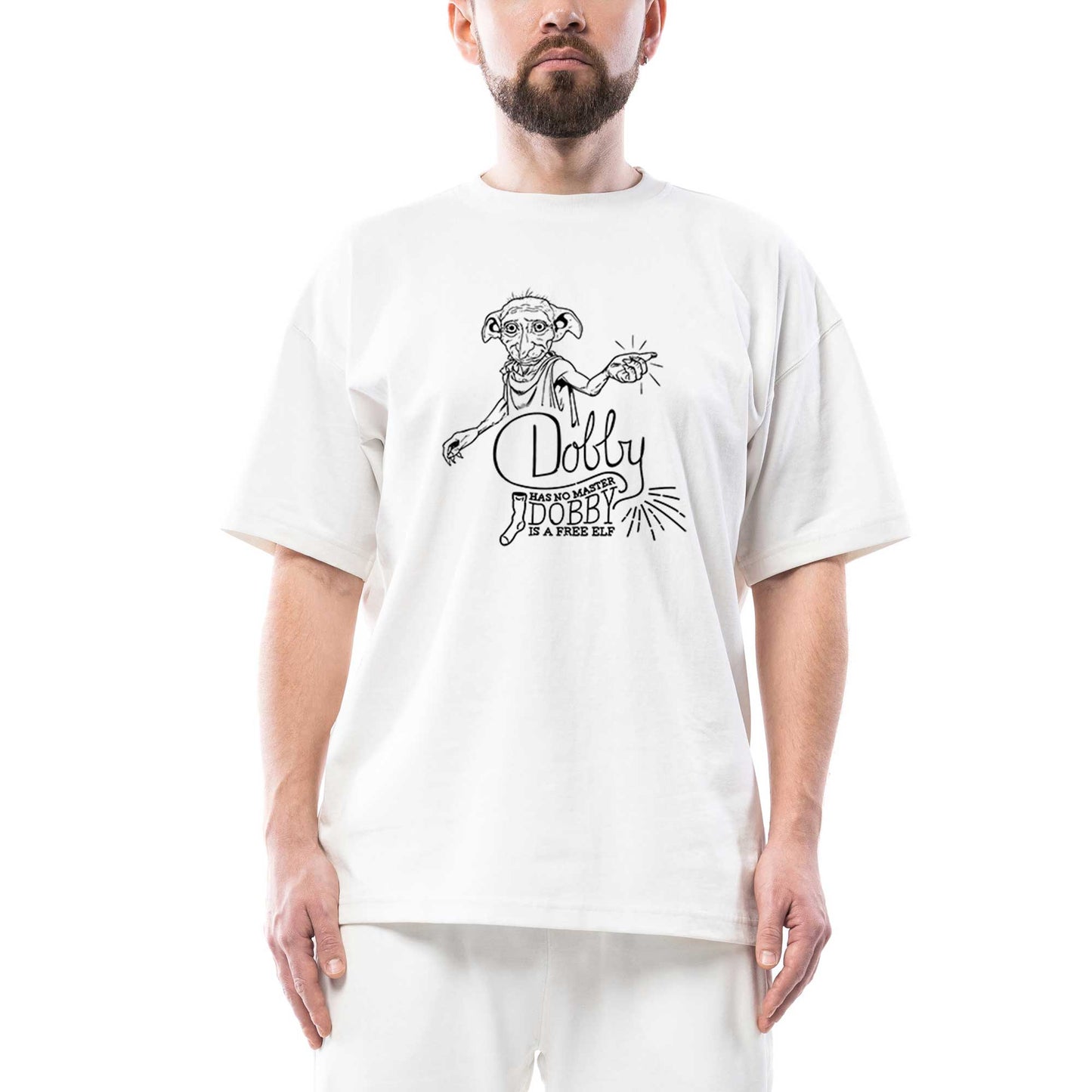 Harry Potter Dobby is a Free Elf Oversize Beyaz Tişört