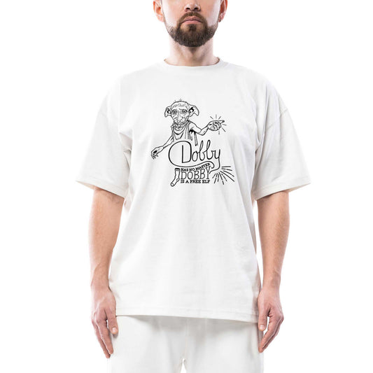 Harry Potter Dobby is a Free Elf Oversize Beyaz Tişört