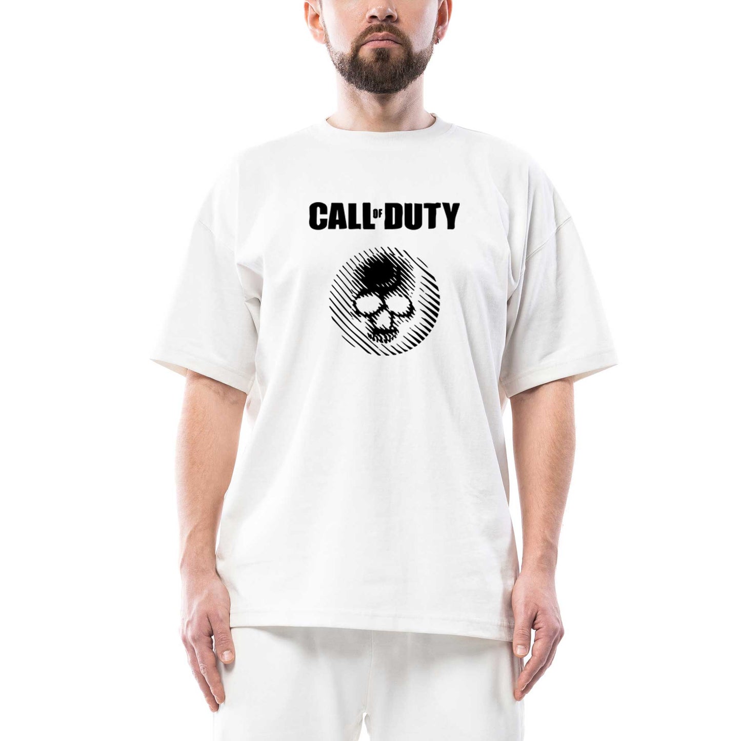 Call of Duty Skull Oversize Beyaz Tişört