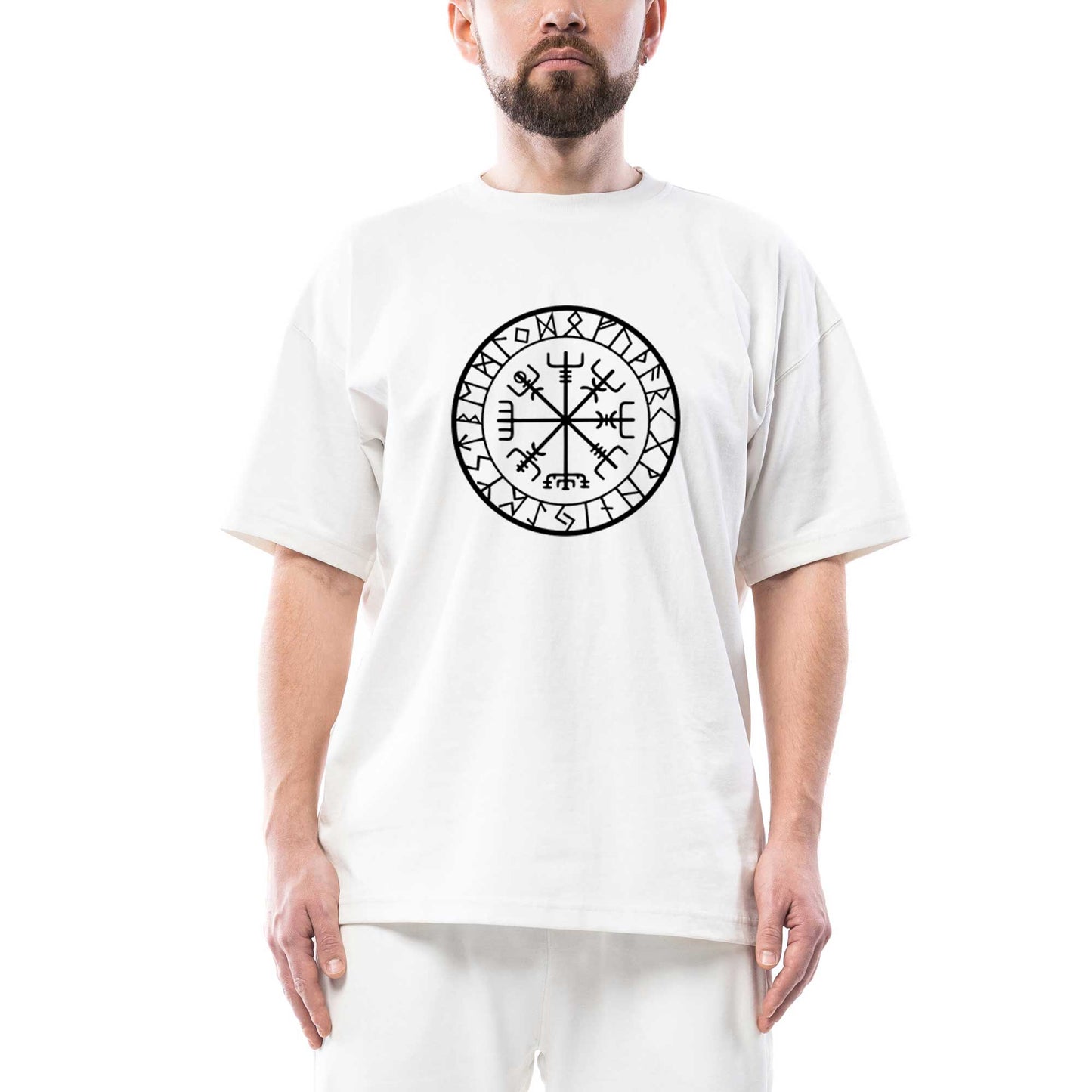 Vikings Vegvisir Oversize Beyaz Tişört