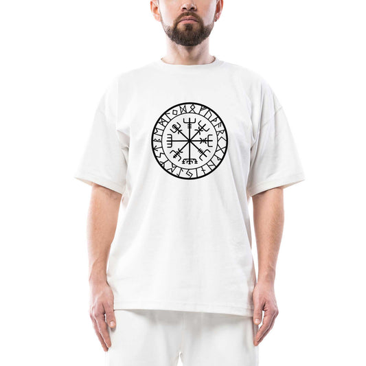 Vikings Vegvisir Oversize Beyaz Tişört