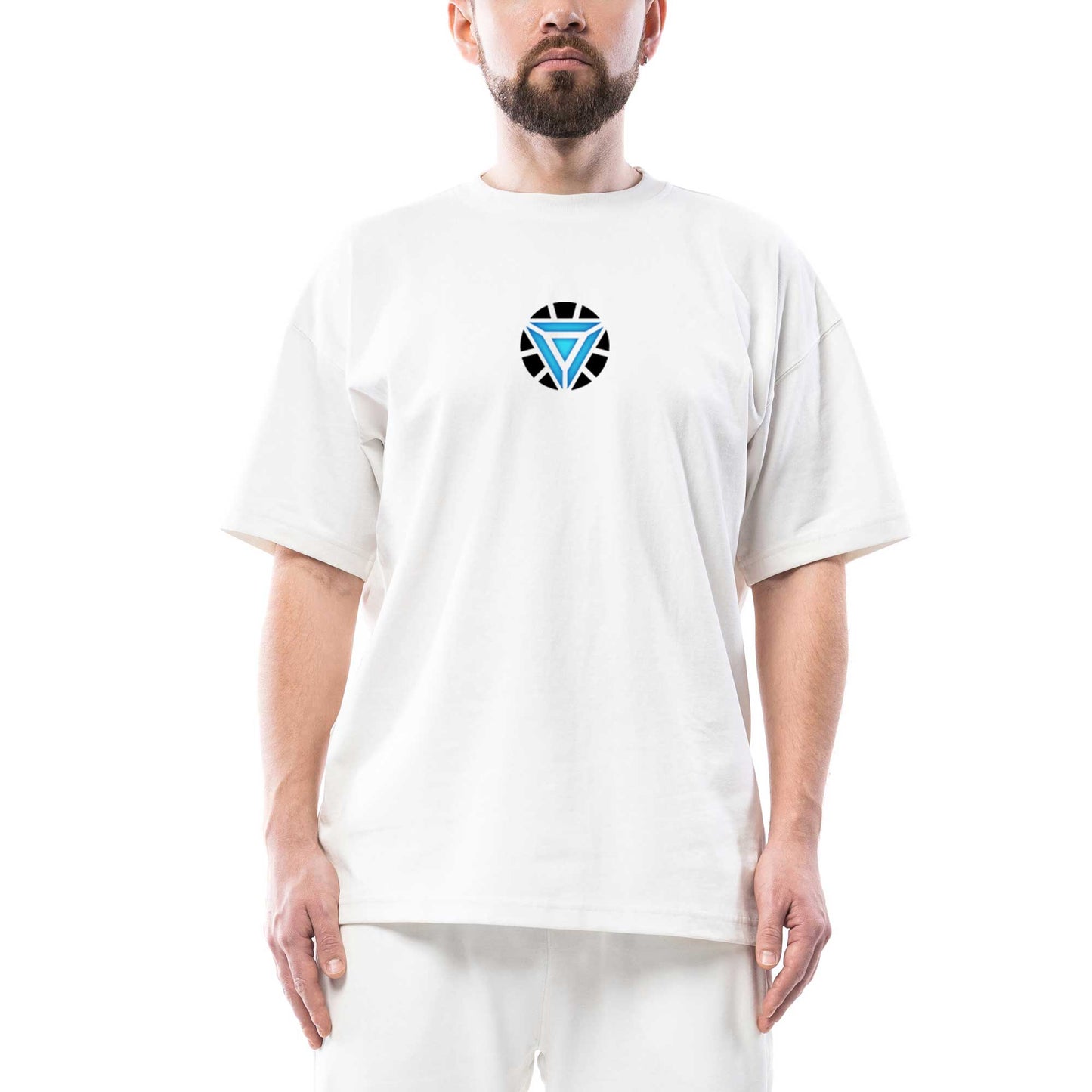 Iron Man 2019 Arc Reactor Oversize Beyaz Tişört