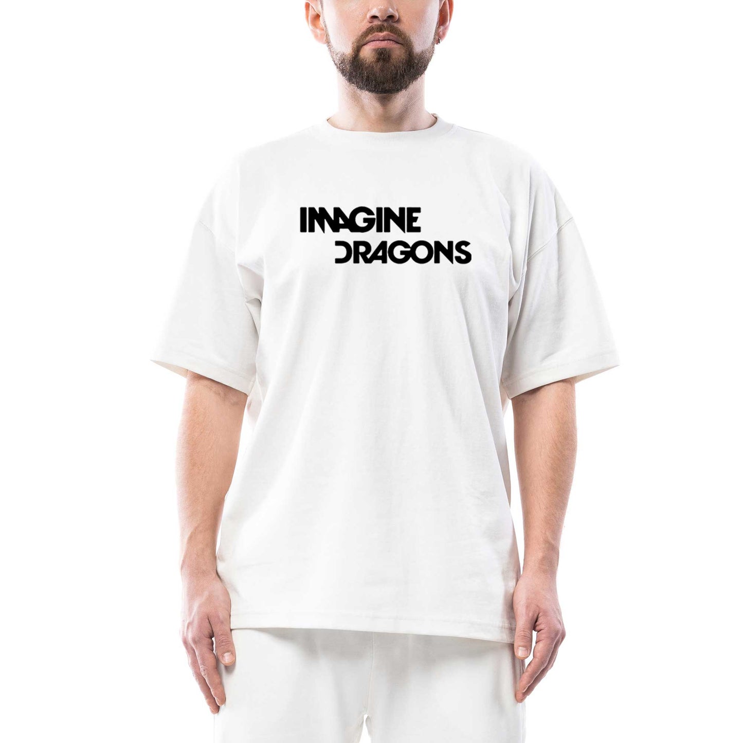 Imagine Dragons Logo Oversize Beyaz Tişört