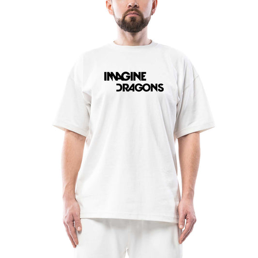 Imagine Dragons Logo Oversize Beyaz Tişört