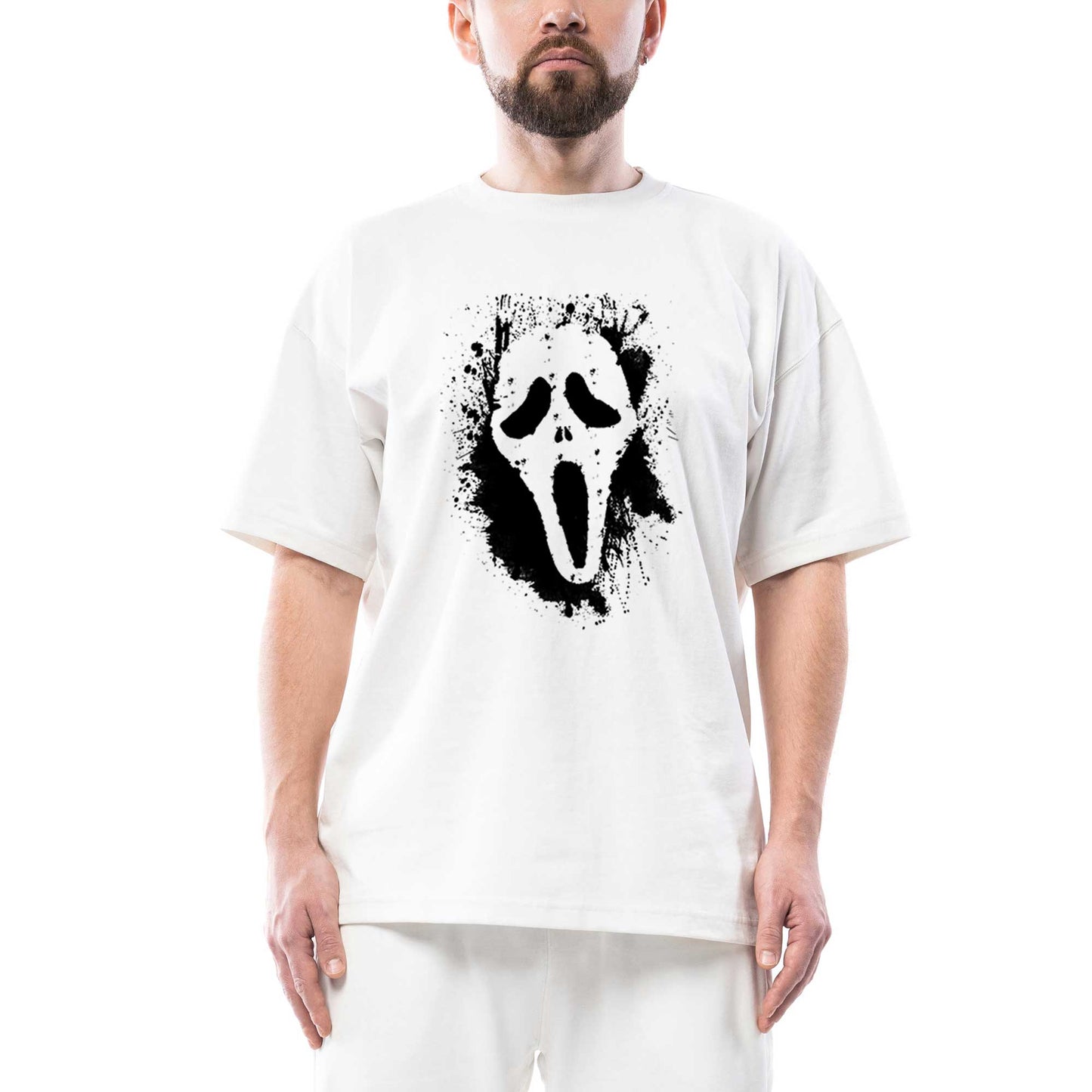 Scream Splash Oversize Beyaz Tişört