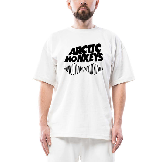 Arctic Monkeys Logo Wave Oversize Beyaz Tişört
