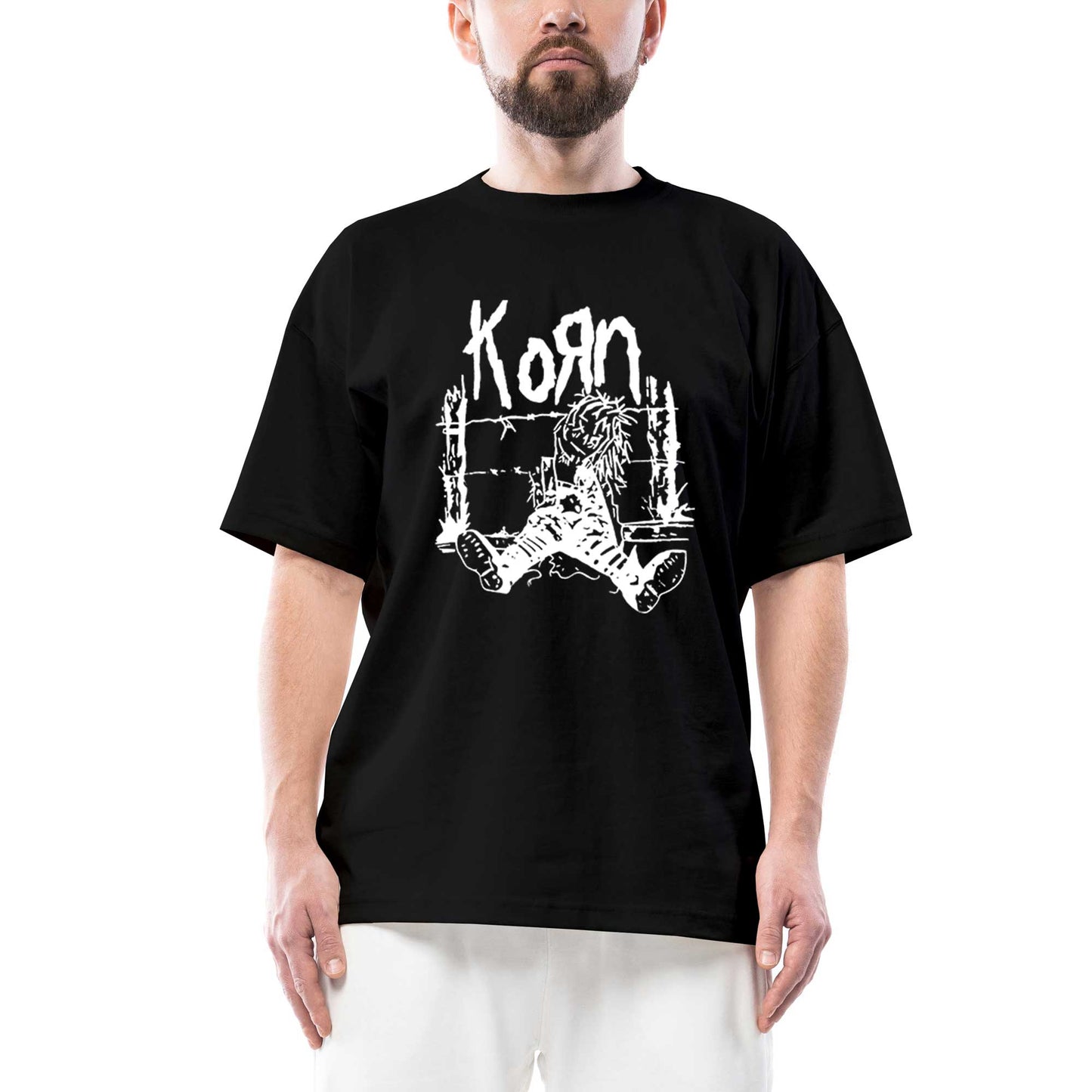 Korn Tired Scarecrow Oversize Siyah Tişört