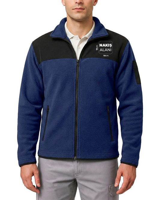 Softshell Polar Baskılı Nakışlı Mavi Toptan