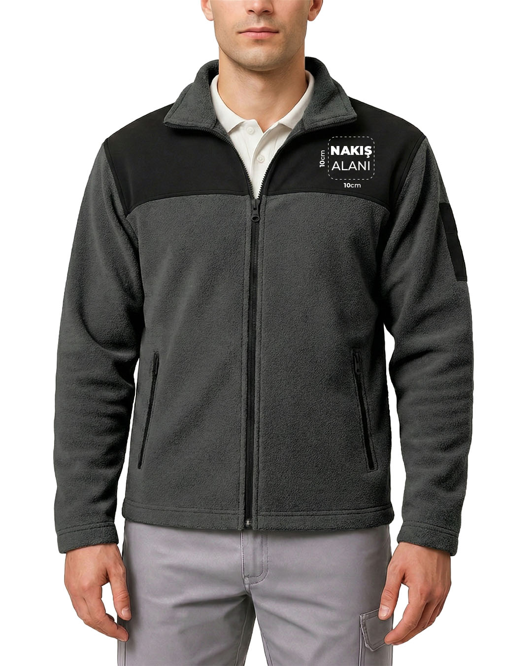 Softshell Polar Baskılı Nakışlı Füme Toptan