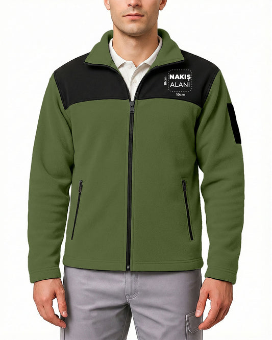 Softshell Polar Baskılı Nakışlı Yeşil Toptan