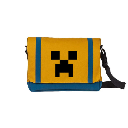Minecraft Creeper Face Sarı Renk Postacı Çantası