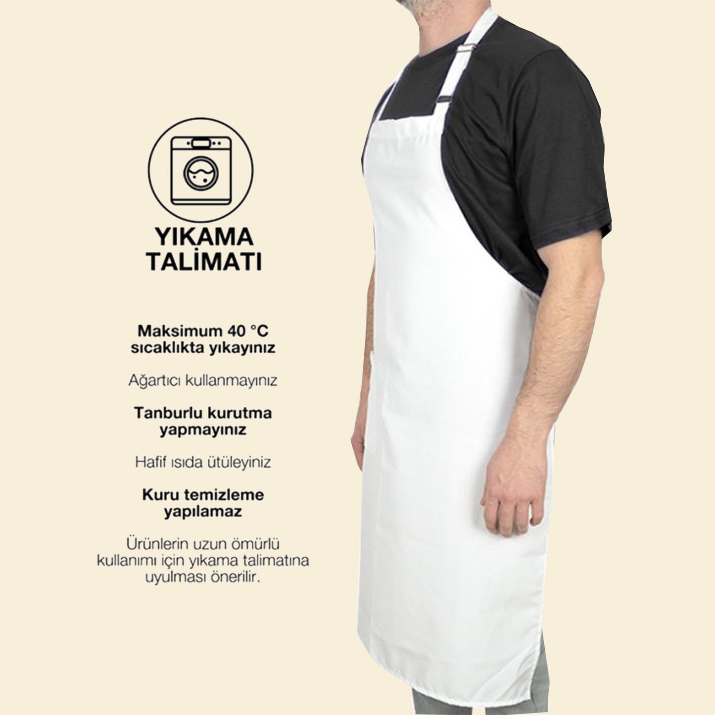 Mutfak Önlüğü Ayarlanabilir Beyaz Renk