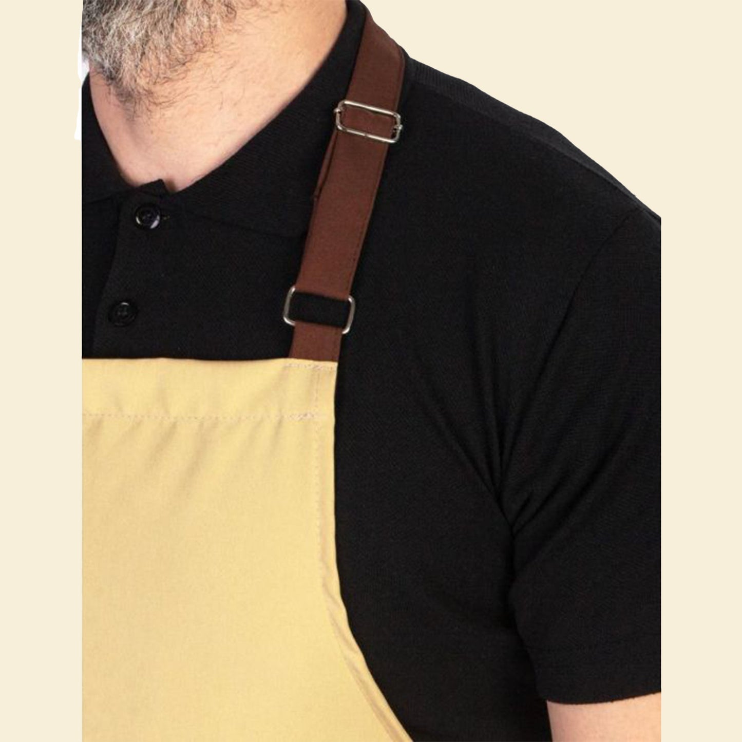 Mutfak Önlüğü Ayarlanabilir Krem Renk Kahverengi Boyun Askısı