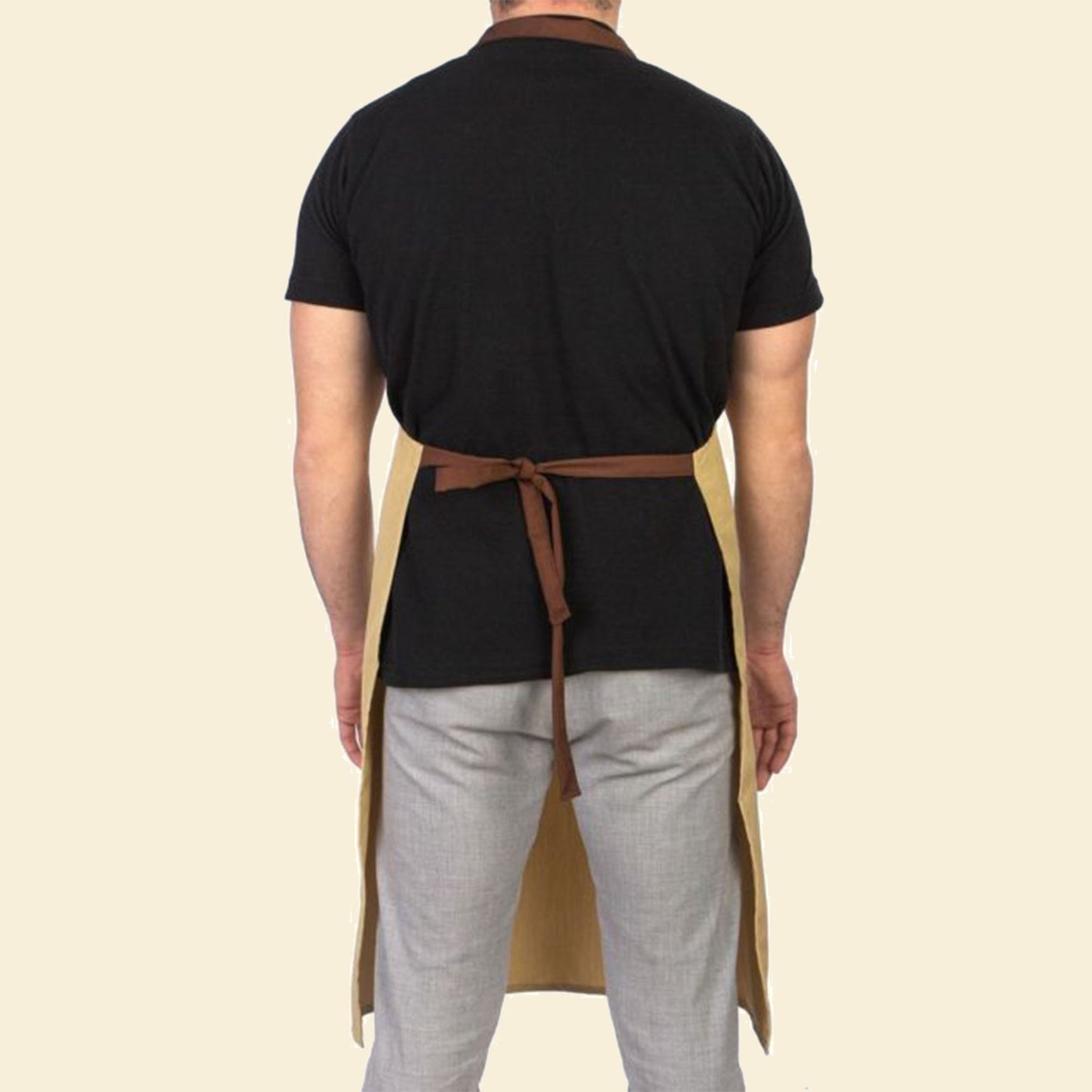 Mutfak Önlüğü Ayarlanabilir Krem Renk Kahverengi Boyun Askısı